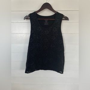 4/25 Black Lace Overlay Scoop Neck Warehouse One Tank